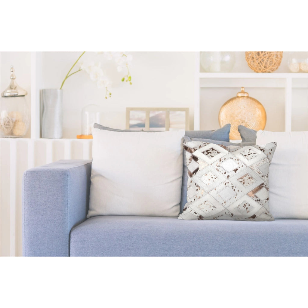 Cuscino Dazzle in Pelle Avorio e Argento 40x60 cm