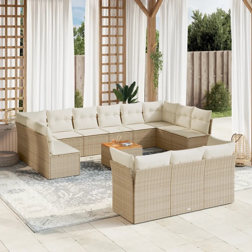 Set Divani da Giardino 14pz con Cuscini in Polyrattan Beigecod mxl 113532