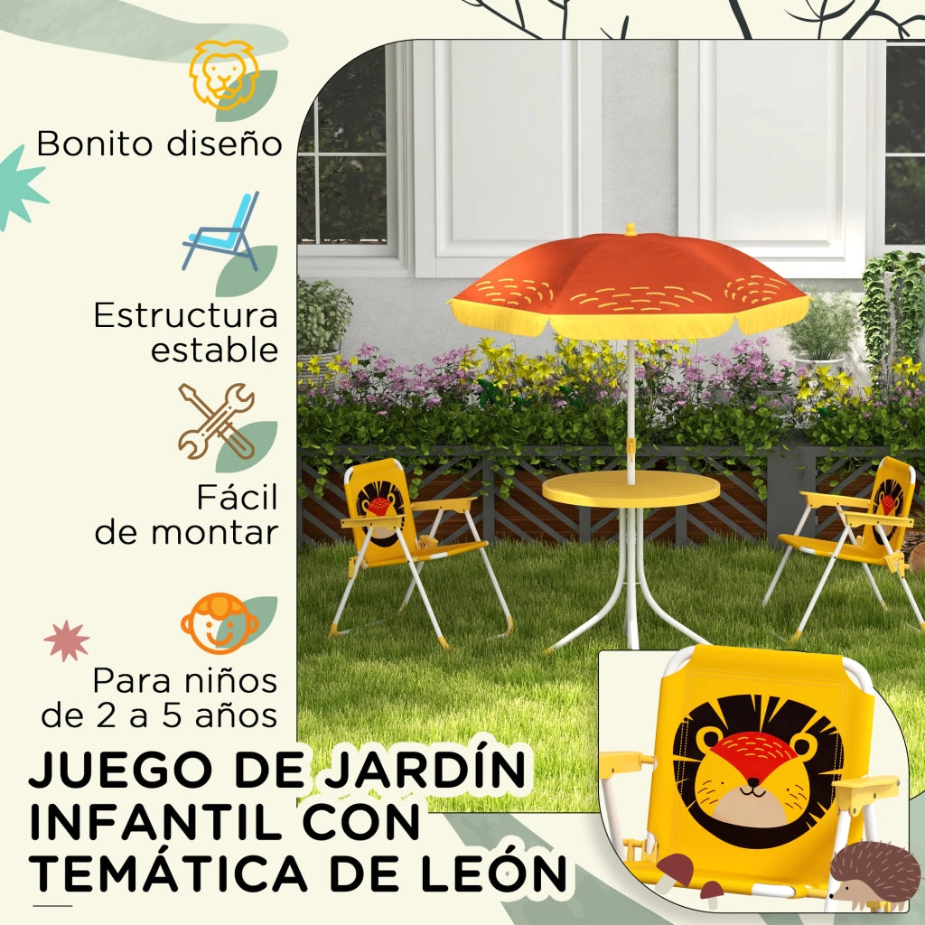 Set tavolo e sedie pieghevoli per bambini ¨C zephmum ¨C giallo, tema leone