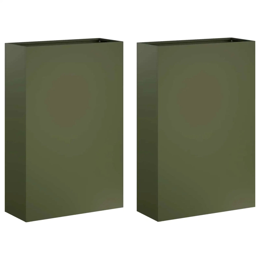 Vaso da giardino 2 pz Verde Oliva 50 x 20 x 75 cm 8005463