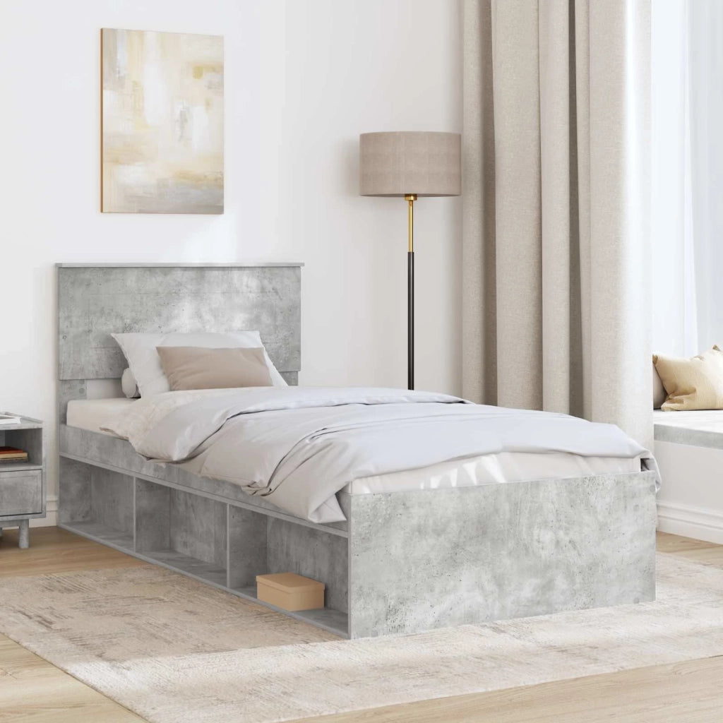 Struttura del letto con testiera Grigio Concretè 100 x 200 cm