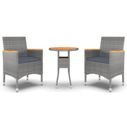 Set da Pranzo per Giardino 3 pz | Set Salotto da Giardino in Polyrattan Grigio