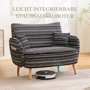Divano Dritto 2 Posti con Tasche Laterali Braccioli Imbottiti Seduta Profonda Design Moderno in Bouclé Nero