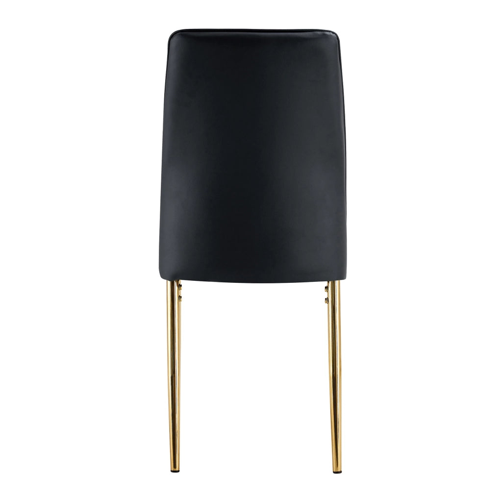 Set 4 sedie da pranzo moderne in PU nero con gambe in metallo dorato; 80 x 50 x 46;5 cm