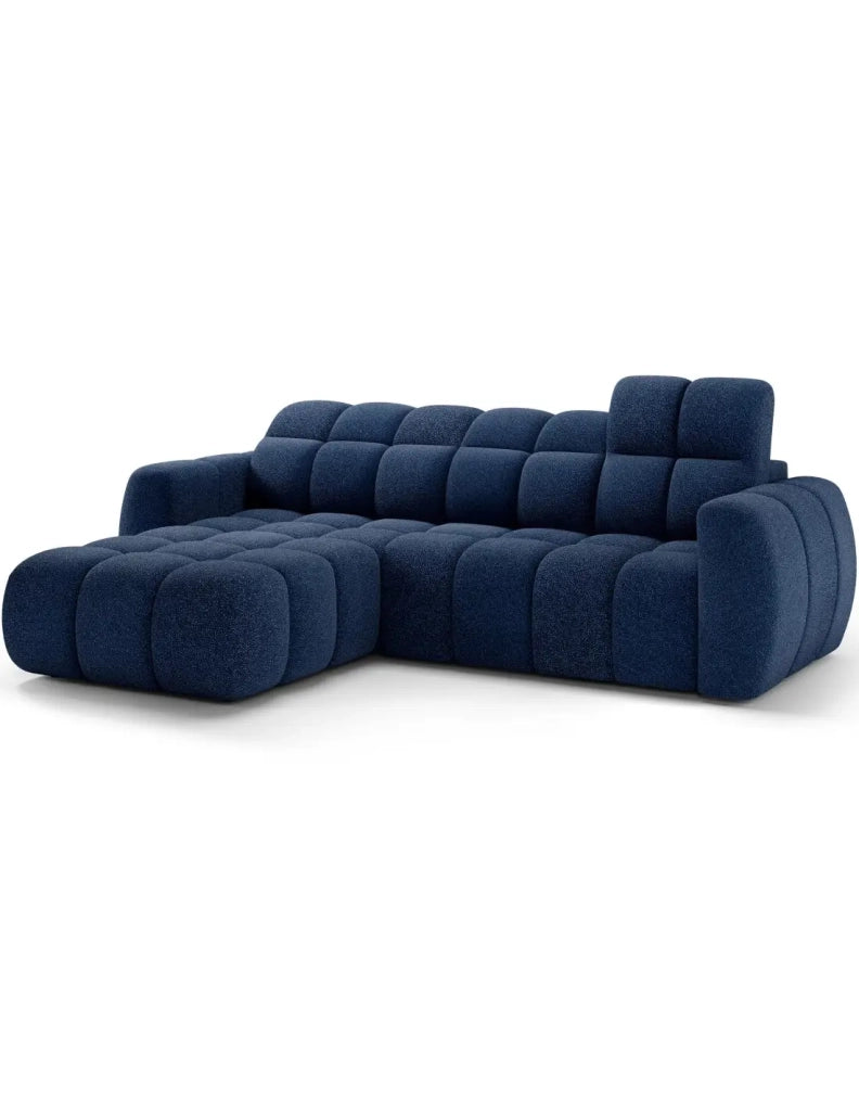 Divano ad angolo elettrico FANOTI 3 posti blu scuro – angolo sinistro