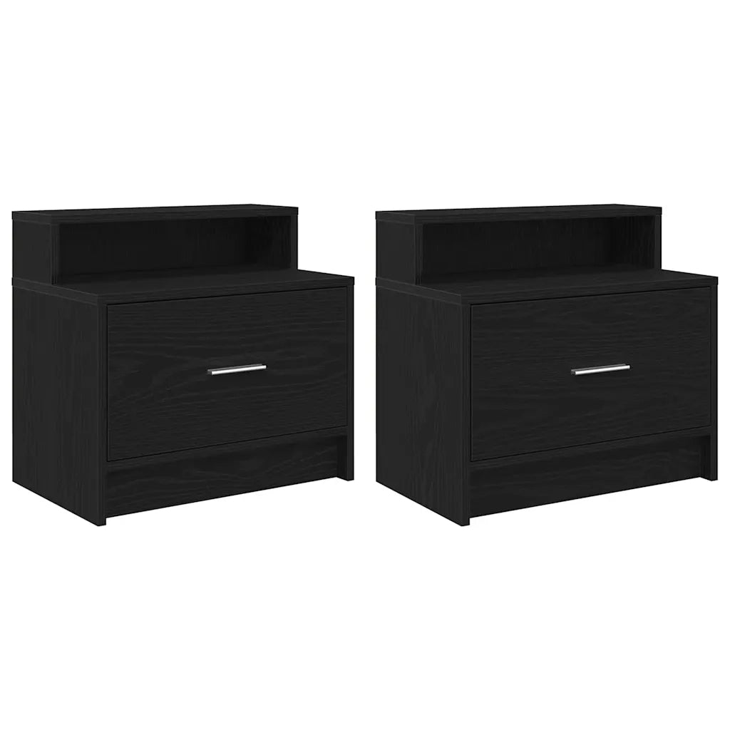 vidaXL Comodini con Cassetto 2 pz Rovere Nero 51x31x47 cm