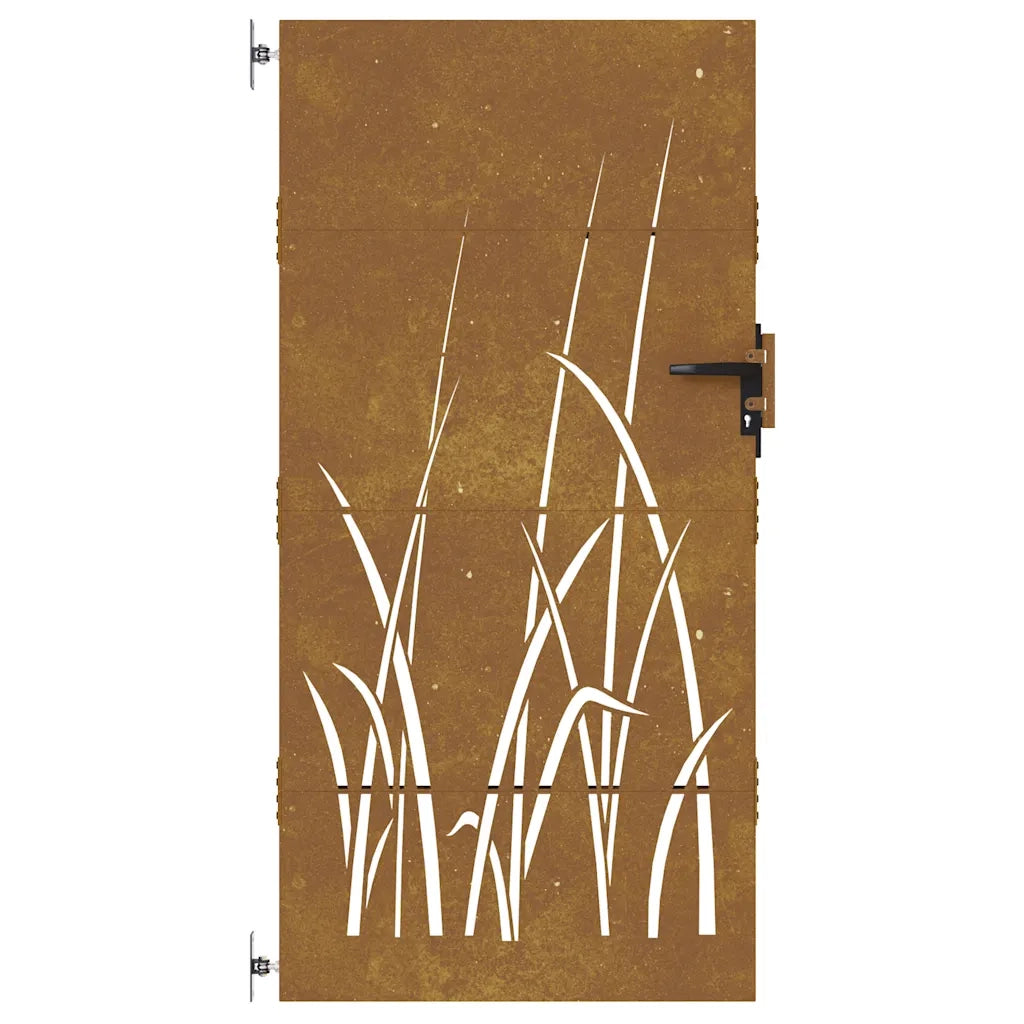 Cancello da giardino 85x175 cm in acciaio Corten con design erba CFW6336431