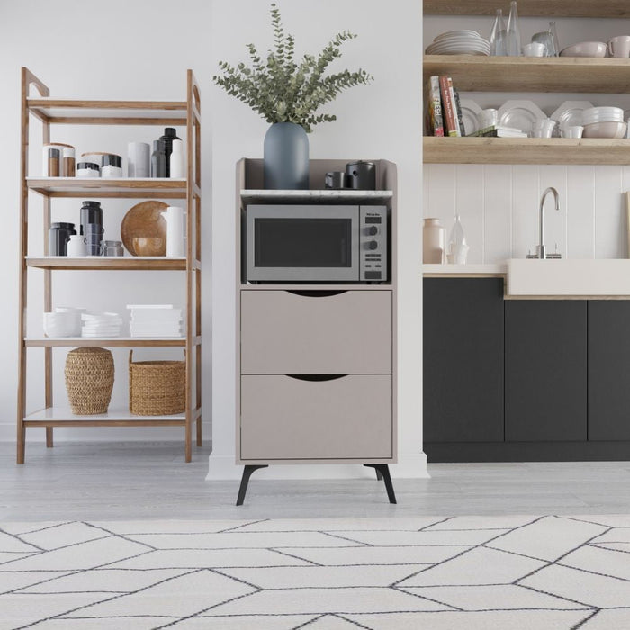 Mobile 2 Cassetti 2 Ripiani 60x36x136 cm in MDF Gorki Bianco