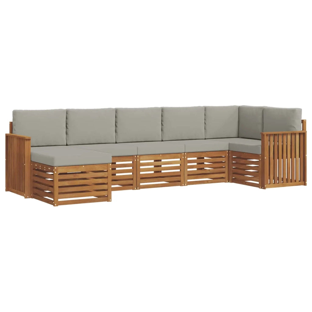 Set divano sezionale con cuscino 7 pcs Grigio Naturale e Chiaro