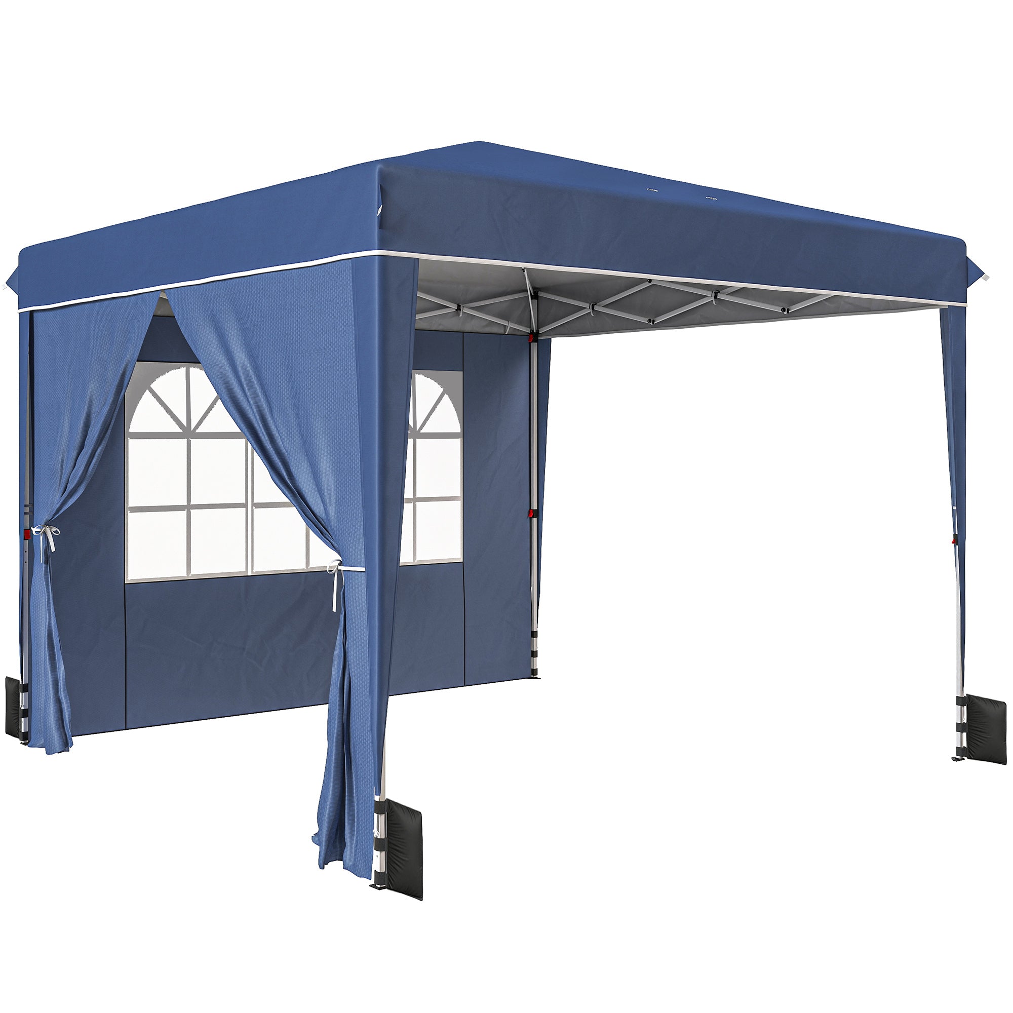 Gazebo Pieghevole 3x3 m con Pareti e Altezza Regolabile Protezione UV 50+ Blu Scuro