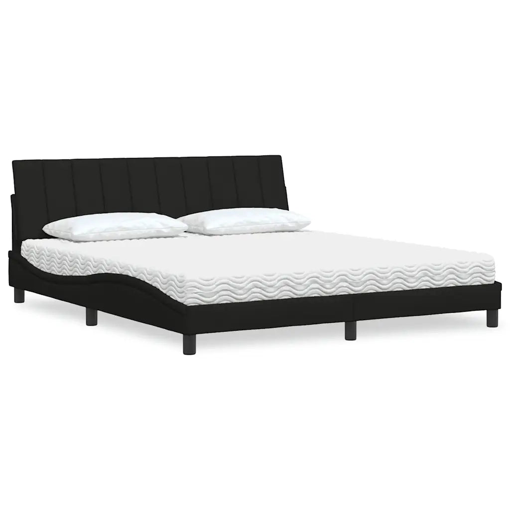Letto con Materasso Nero 180x200 cm in Tessuto