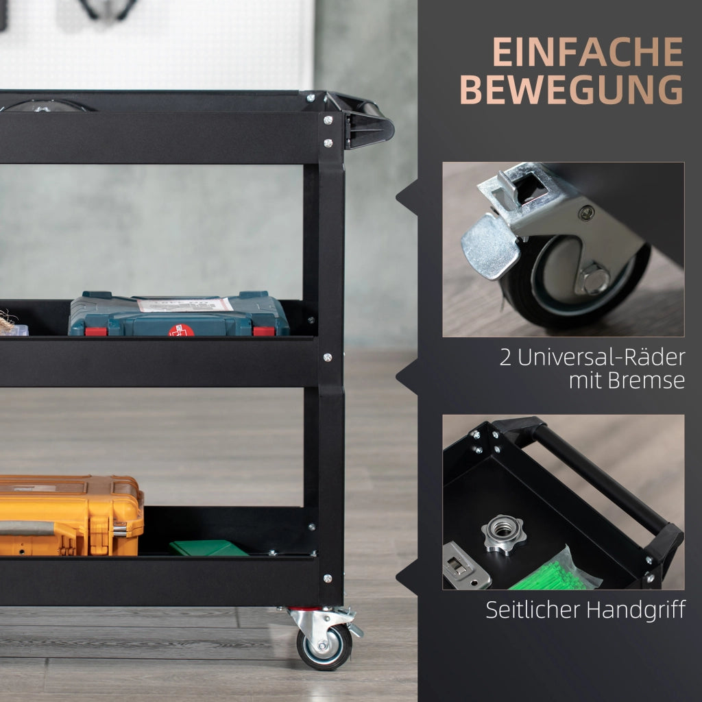 Carrello attrezzi 3 cassetti ¨C zephmum ¨C 83x35x76 cm, Nero