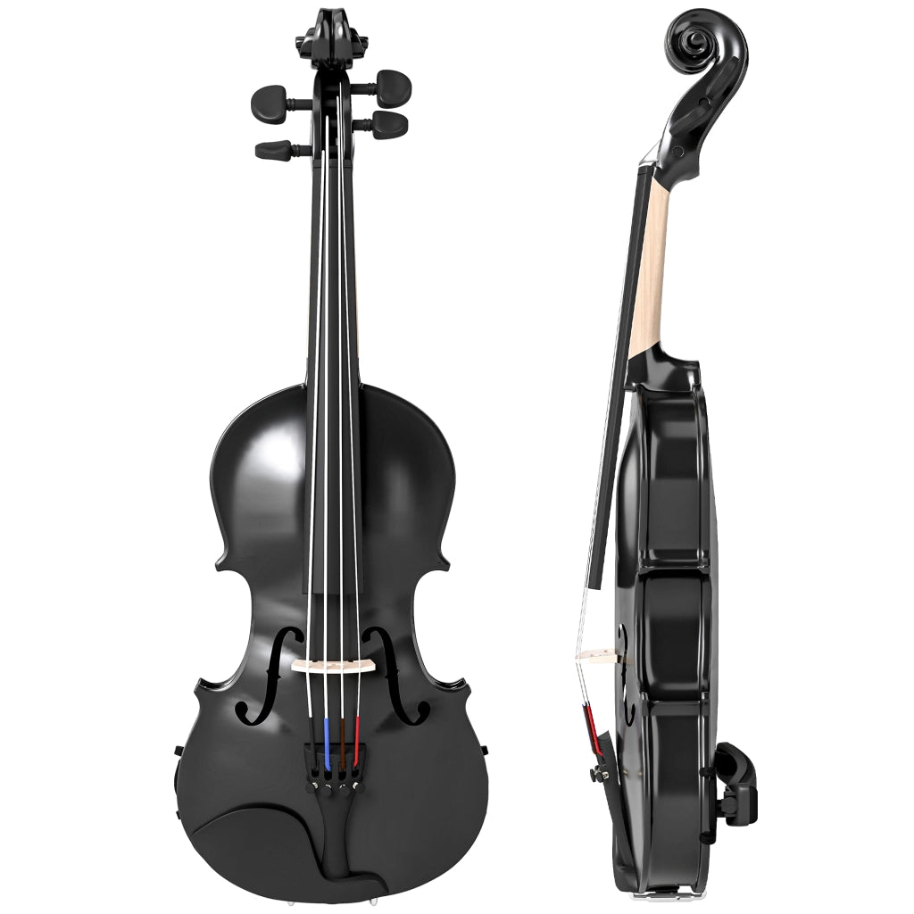 Violino 4/4 in Legno di Abete e Acero con Custodia, Arco, Spalliera e Pece, Nero