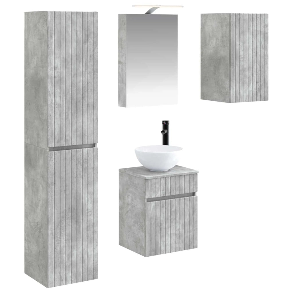 Set di Armadi da Bagno 5 pcs Grigio Cemento 40 x 10,5 x 60,5 cm 3407338