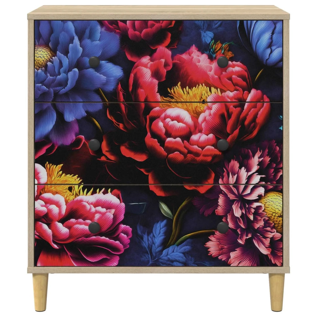 Cassettiera KIEL Stampa di peonia scura 66 x 36,5 x 75 cm 8007363