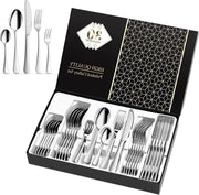 Set da cucina - 30 pezzi - Lame in acciaio inox lucidate - Cucchiaio forchetta coltello forchetta da torta cucchiaio - Per 6 persone - Resistente al lavastoviglie .