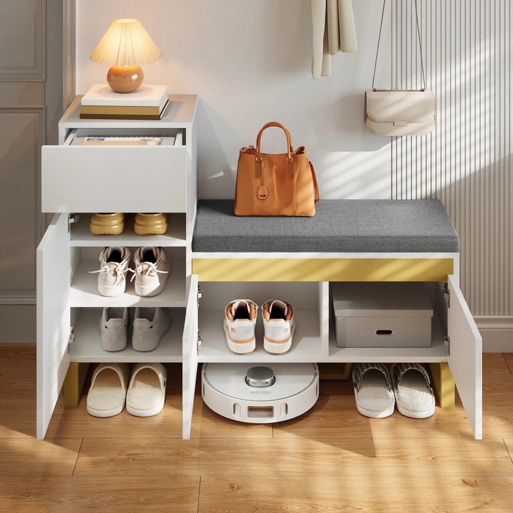 Scarpiera capiente per l'ingresso, mobile contenitore a pi¨´ ripiani, mobile per ingresso moderno e minimalista, organizer per la casa con cassetti e