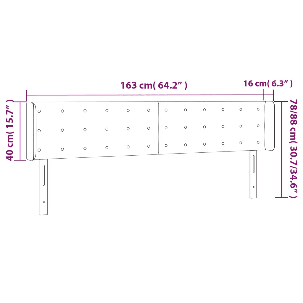 Testiera ad Orecchio Bianca 163x16x78/88 cm in Similpelle