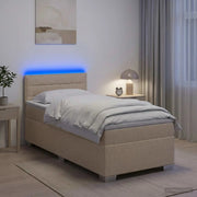 Letto con Box Spring, Materasso e LED Crema 80 x 200 cm Tessuto 3451810