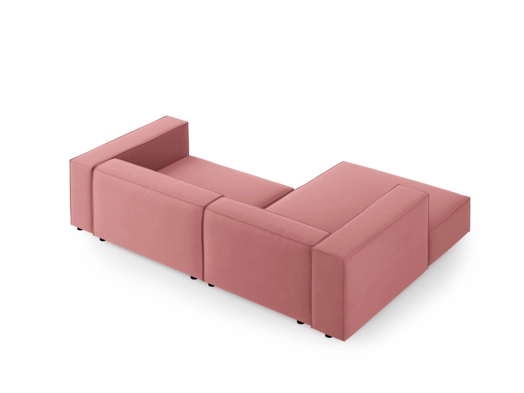Cosmopolitan Design - Divano angolare sinistro "Arendal" 3 posti in velluto salmone 