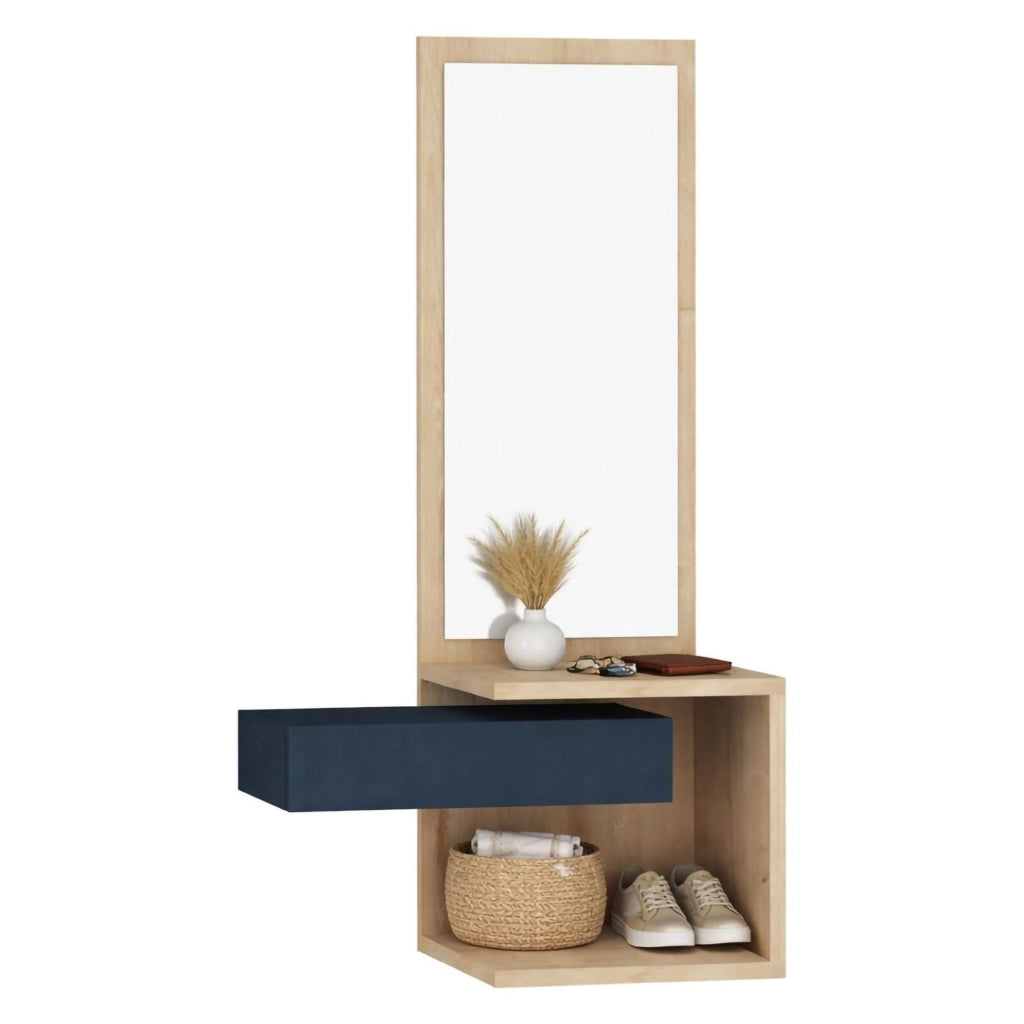 Equense, Mobile da Ingresso Specchio Incluso, 49x31x90h cm Marrone Rovere