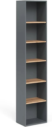 Mobile alto Viktor, Antracite/quercia dorata, 40.2 x 188.6 cm, utilizzabile per la conservazione verticale di accessori da bagno