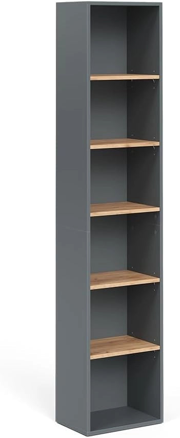 Mobile alto Viktor, Antracite/quercia dorata, 40.2 x 188.6 cm, utilizzabile per la conservazione verticale di accessori da bagno