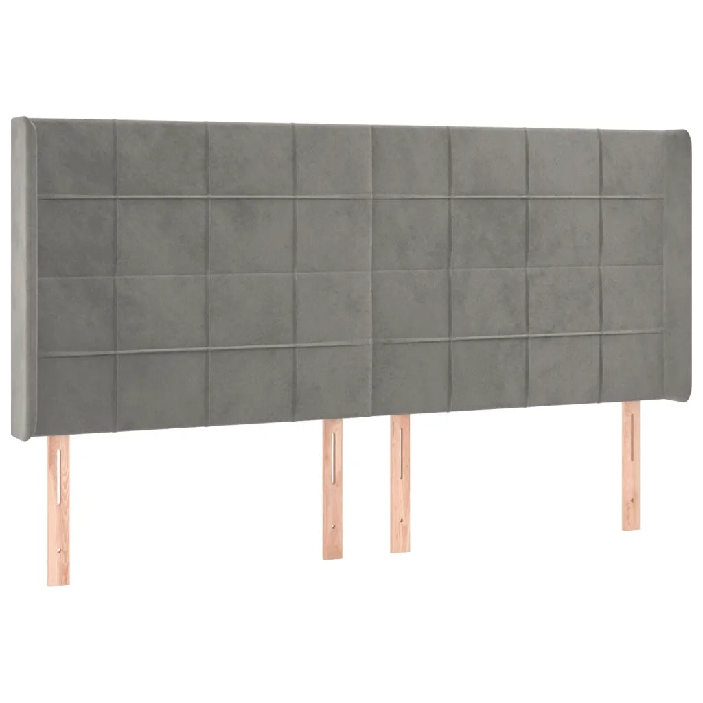 Testiera a LED Grigio Chiaro 163x16x118/128 cm in Velluto