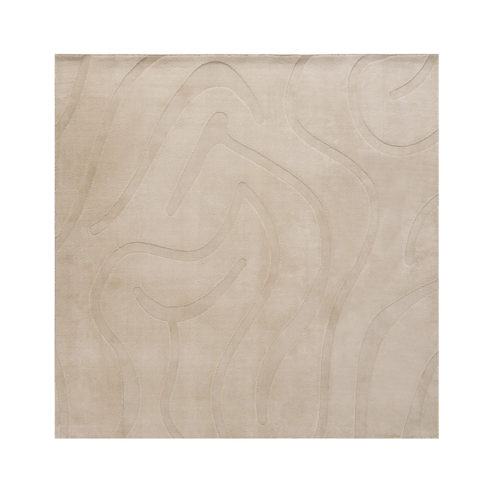 Tappeto da salotto jacquard, 160 x 160 cm a pelo corto beige Stile Moderno