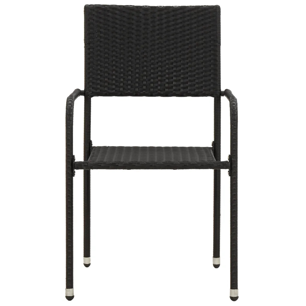 Set da Pranzo per Esterni 7 pz in Polyrattan Nero