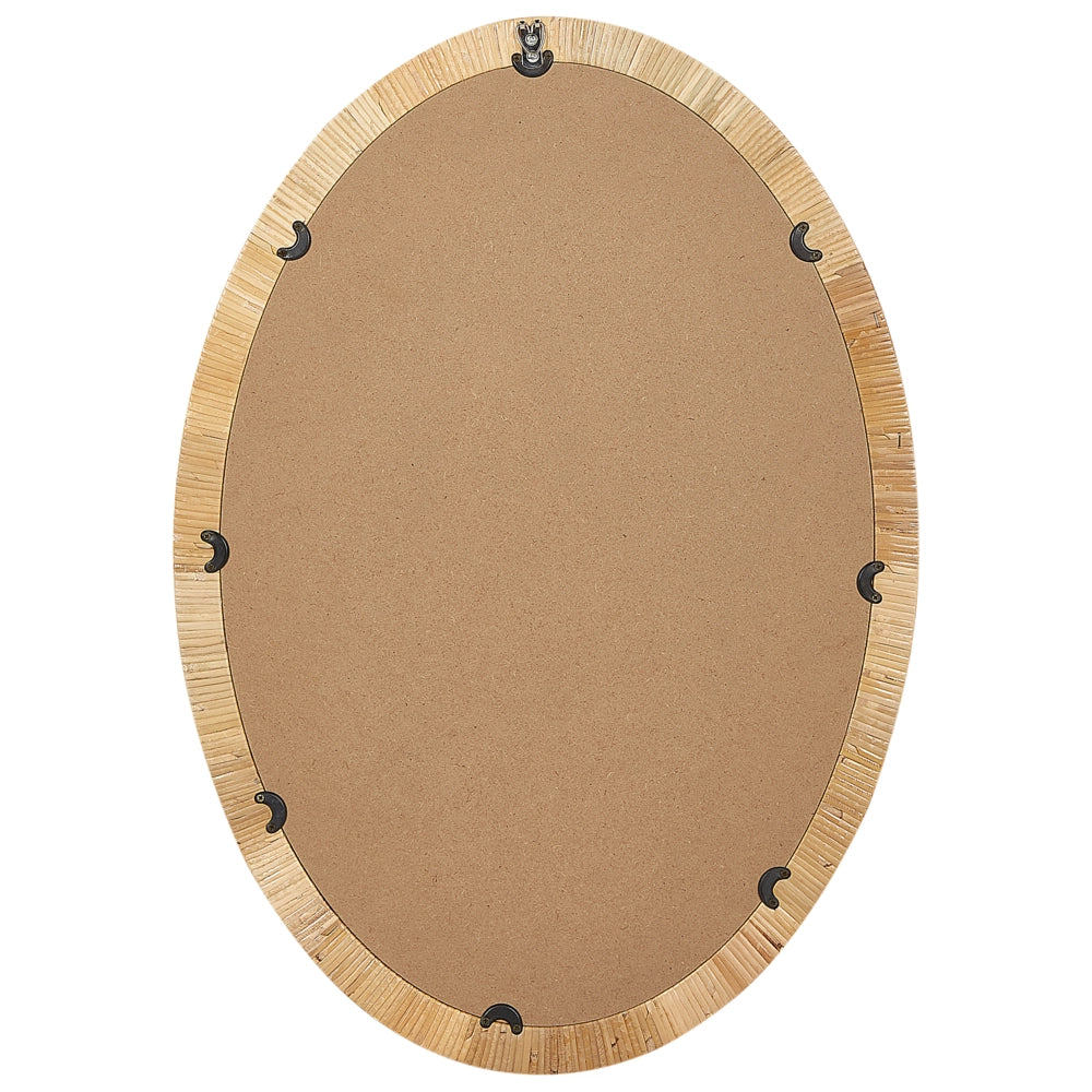 Specchio ovale da parete in rattan naturale 70x50 cm fatto a mano