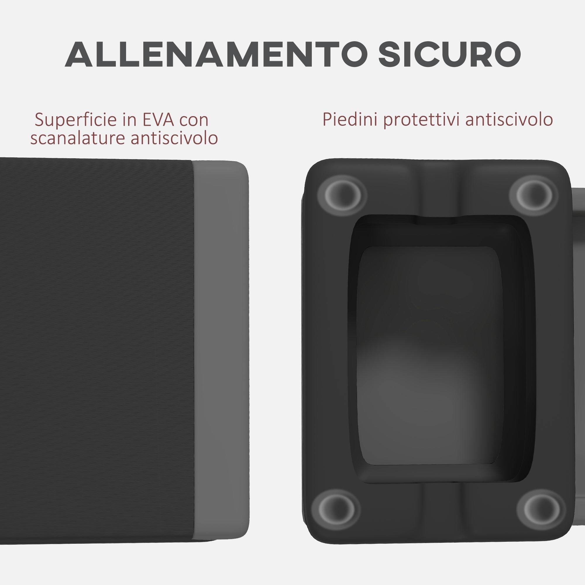 Stepper Fitness Altezza Regolabile Antiscivolo Capacità 250 kg Grigio