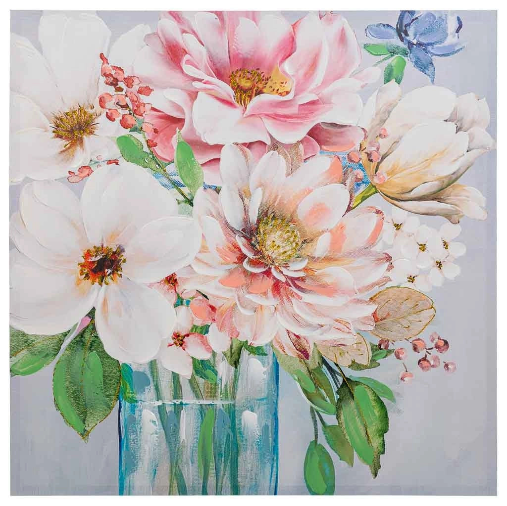 Quadro dipinto a mano con rilievo multicolore 80x80x3h cm