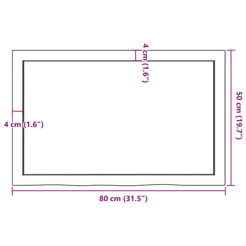 Piano Bagno Marrone 80x50x(2-6) cm Legno Massello Trattato 3156121