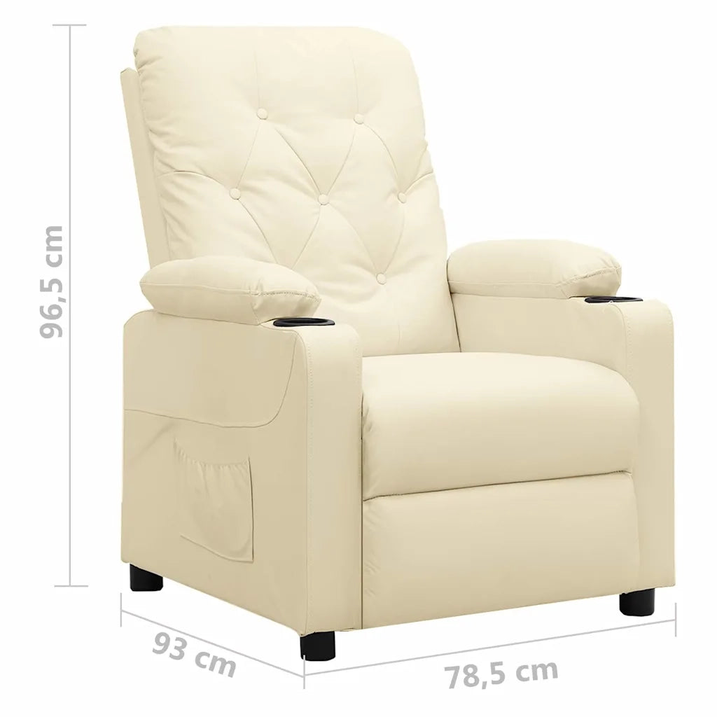 Divano Sedia-Poltrona Reclinabile Crema in Similpelle 832901