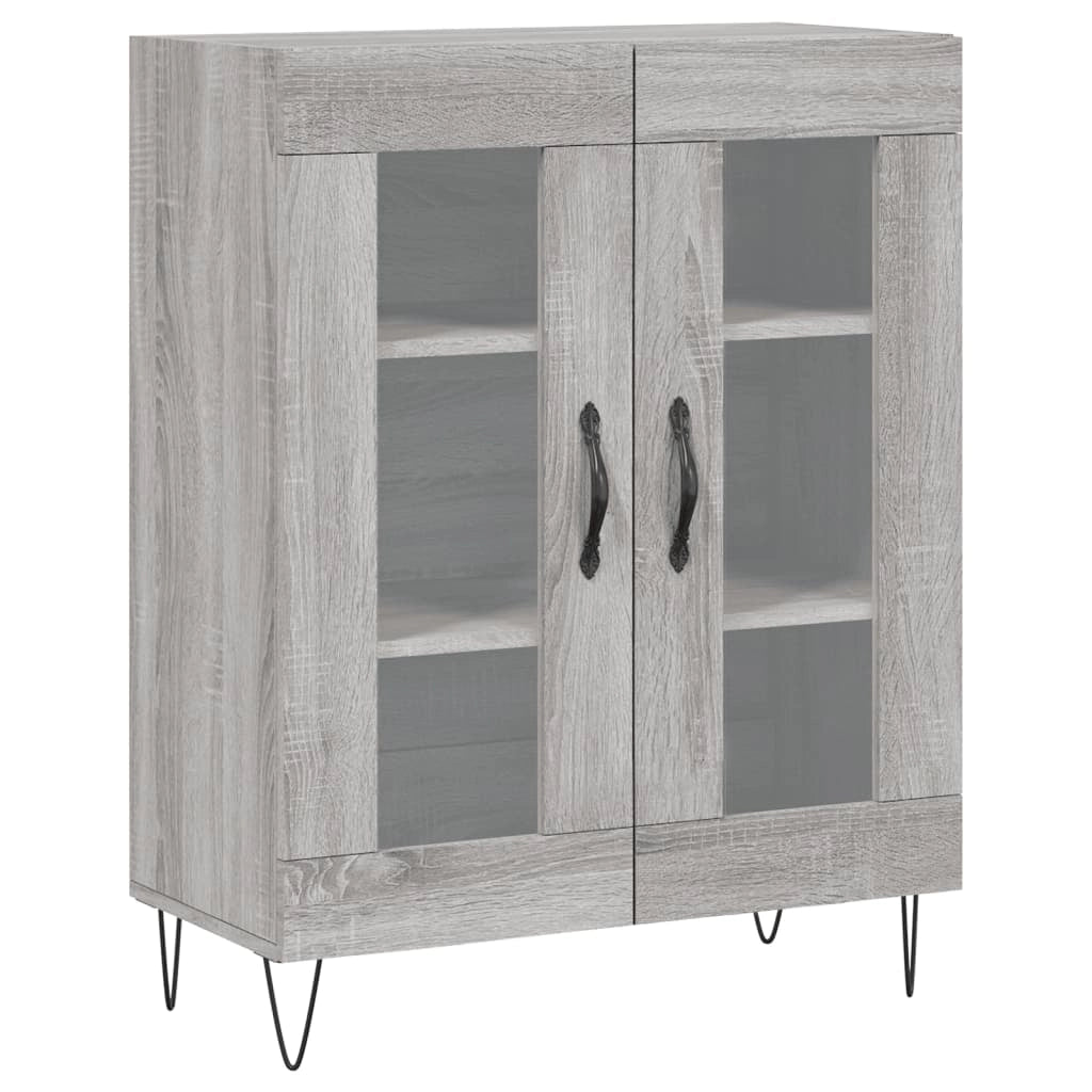 Buffet credenza cassettiera armadio mobile contenitore organizer cucina soggiorno salotto rovere Sonoma alto 69,5 x 34 x 180 cm legno ingegnerizzato grigio 02_0035426