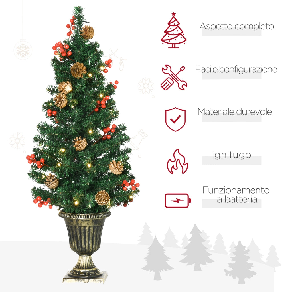 EasyComfort Decorazioni Natalizie, Set 4 Pezzi con 2 Alberelli di Natale Φ40x90 cm, Ghirlanda Natalizia e Corona di Natale