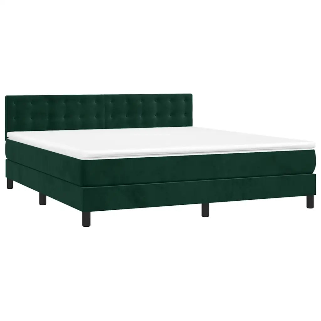 Letto a Molle con Materasso e LED Verde Scuro 160x200cm Velluto cod mxl 67727