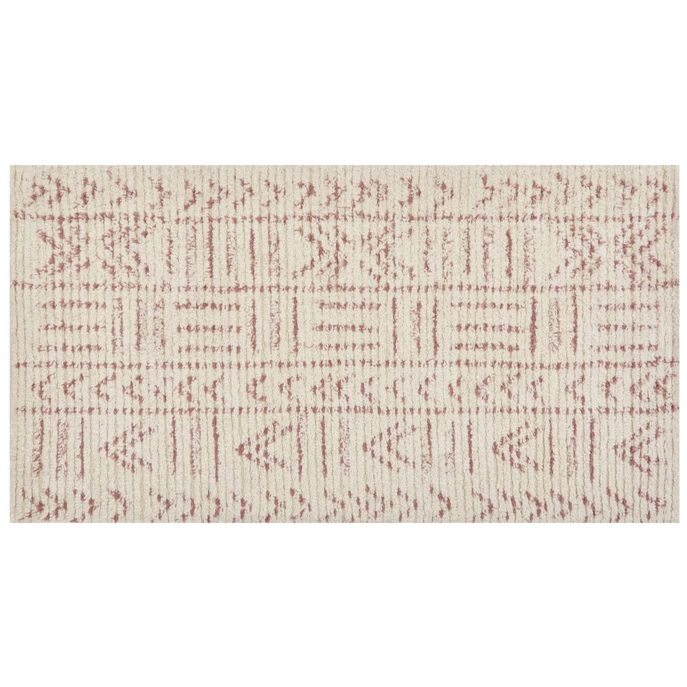 Tappeto beige in cotone 80 x 150 cm rettangolare motivo geometrico soggiorno camera da letto
