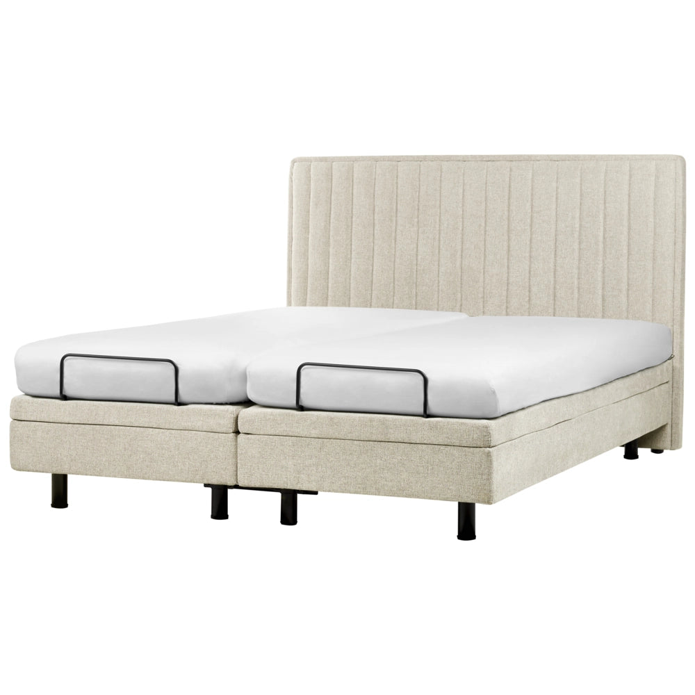Letto Tessuto Beige chiaro Elettrico Regolabile con Telecomando 180 x 200 cm