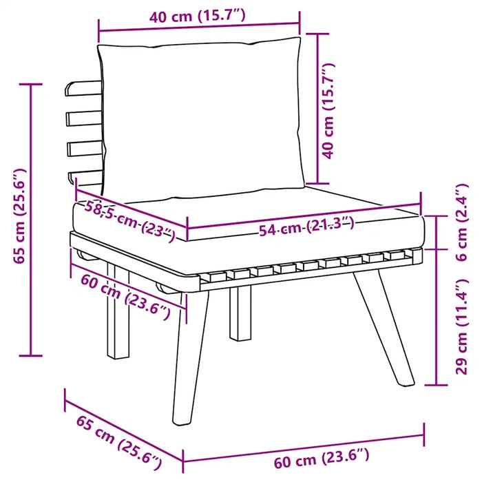 Sedia da Giardino con Cuscini in Legno Massello di Acacia 46671