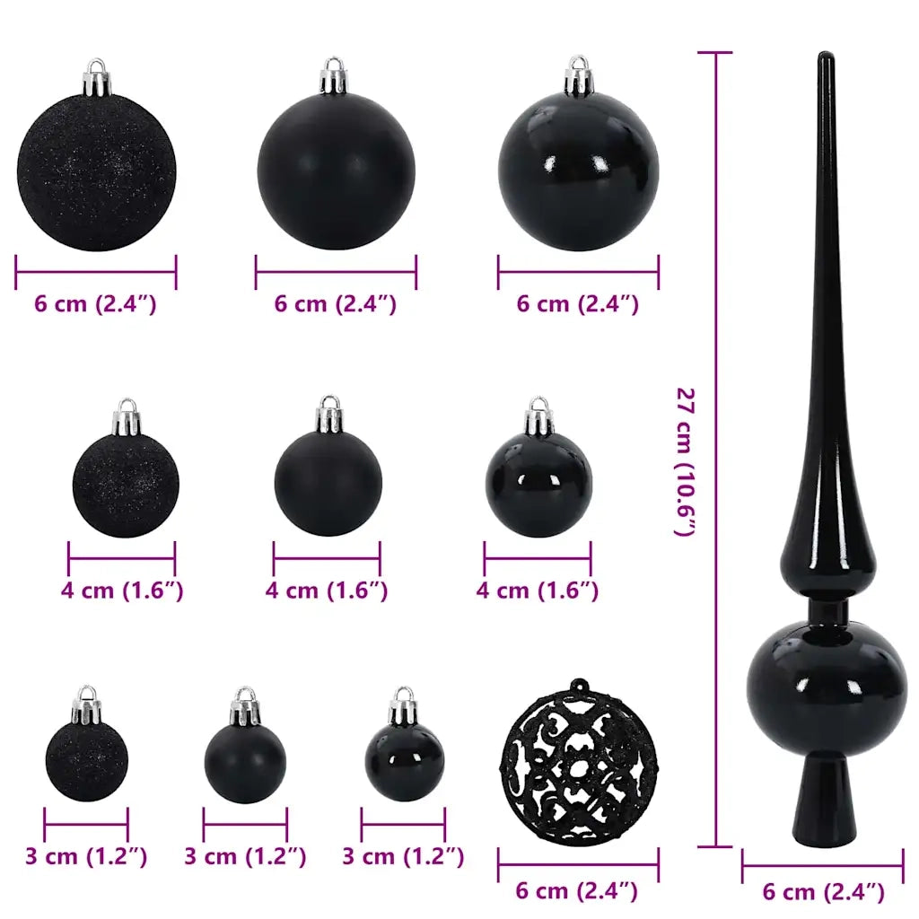 Set di Palle di Natale con 300 LED 120 pz Nero Plastica CFW1820097
