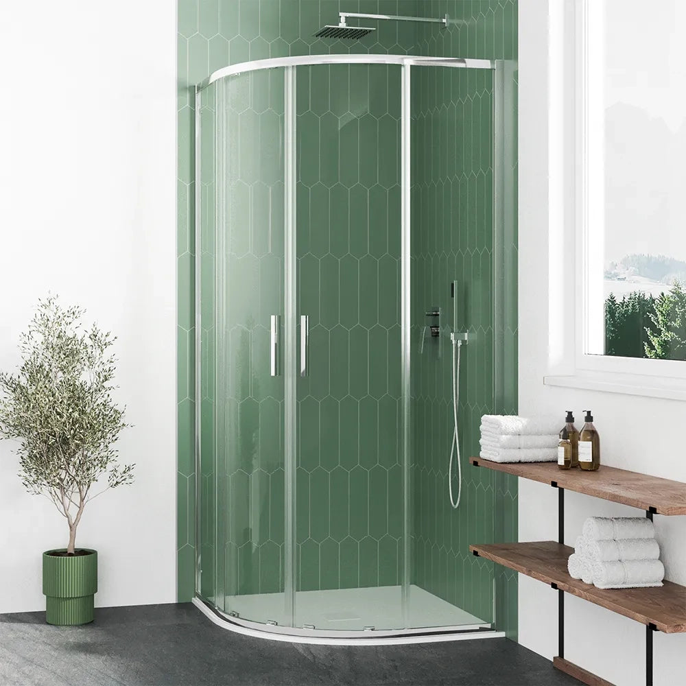 Box doccia semicircolare 90x90cm profili cromati slim vetro 6mm trasparente h190 | Portofino
