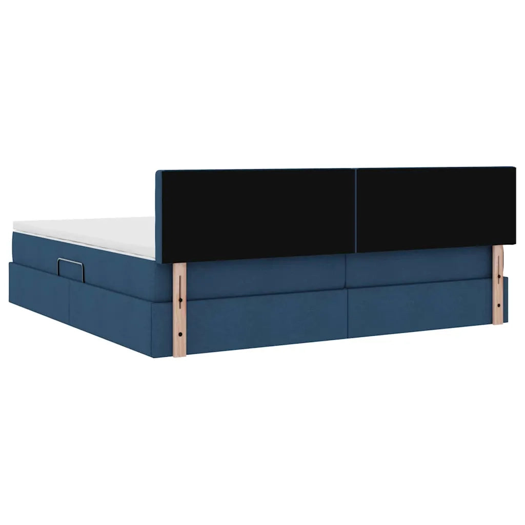 Letto con contenitore e materasso con testiera Blu 200 x 200 cm 3370661