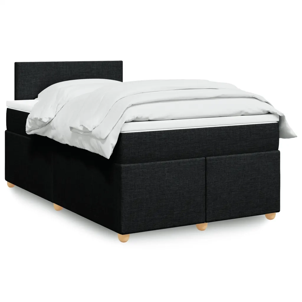 Giroletto a Molle con Materasso Nero 120x190 cm in Tessuto