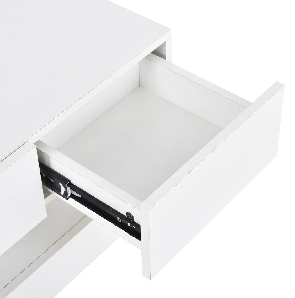 Mobile TV sospeso con LED controllabile da app, 4 cassetti, MDF bianco 130 cm