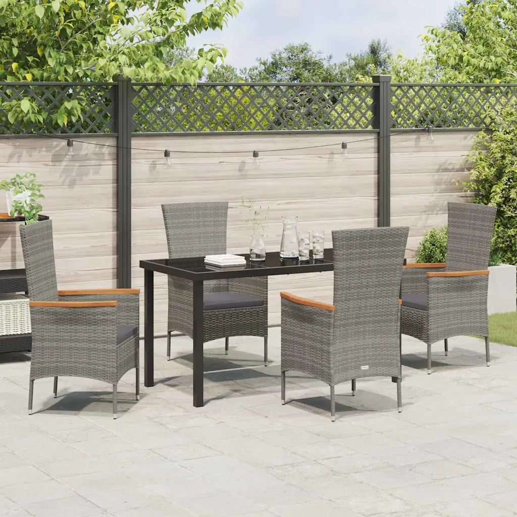 Set da Pranzo per Giardino con cuscino 5 pcs Grigio