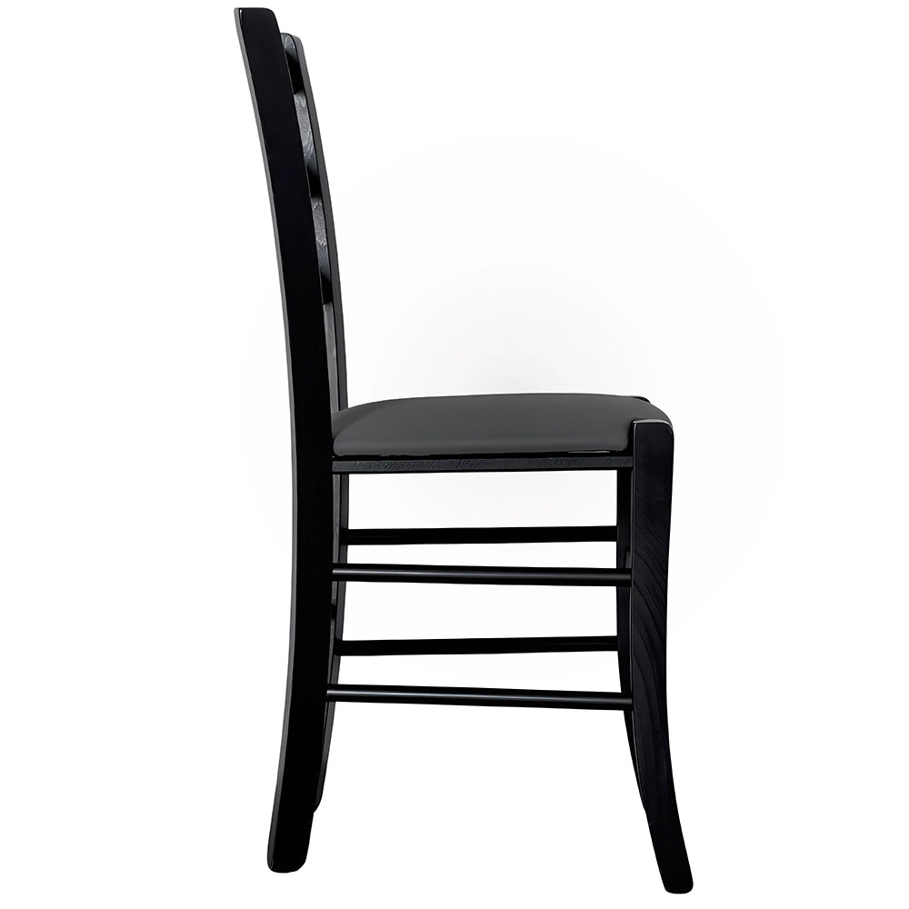 Sedie da sala da pranzo in legno Venezia nera con seduta in similpelle antracite
