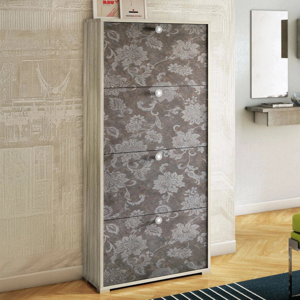Mobile Portascarpe Adeindein, Scarpiera 24 Paia Made in Italy, 67x28x147h cm Marrone Rovere