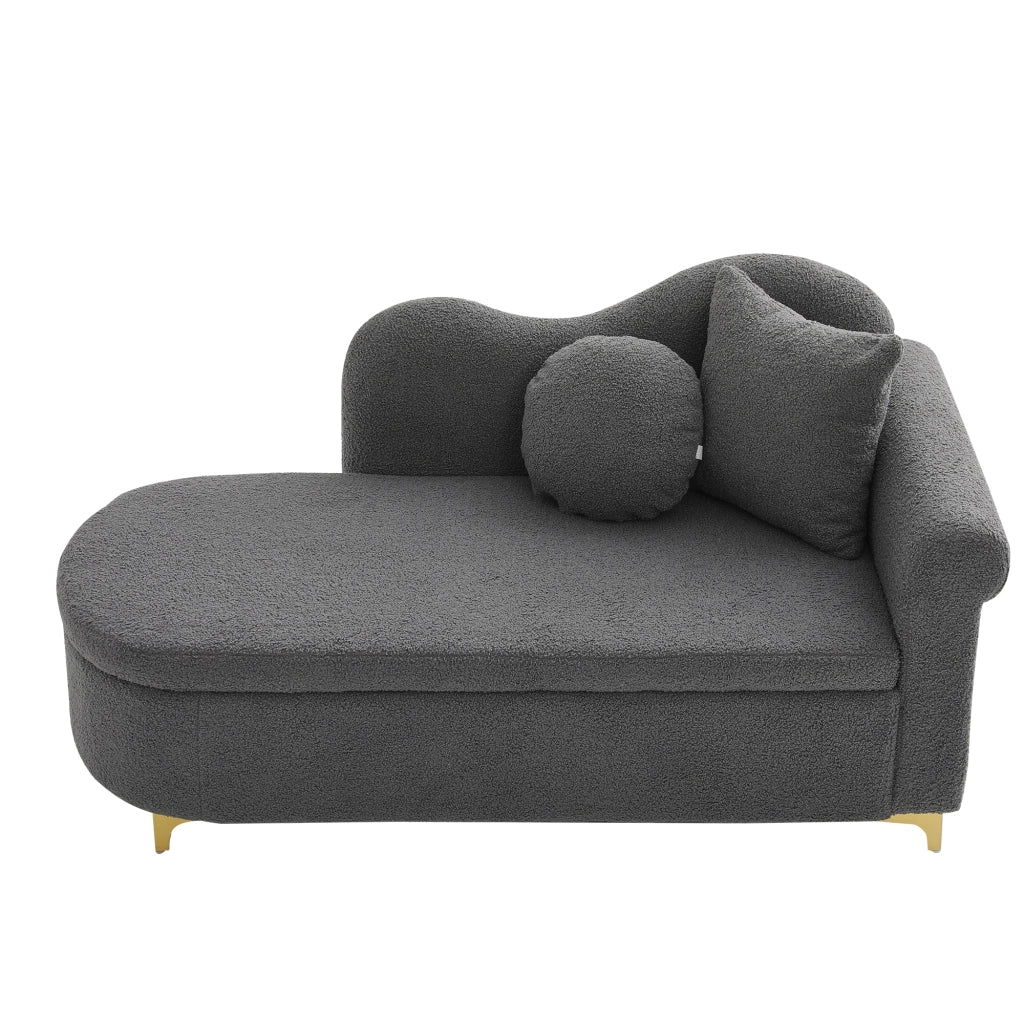Chaiselongue multifunzionale 134 cm con vano portaoggetti nascosto, design rétro moderno, 2 cuscini